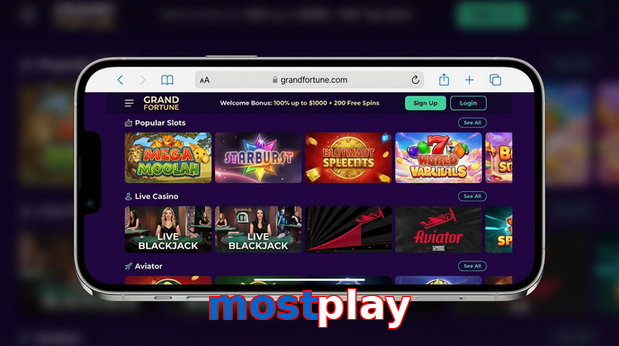 Main screen of Mostplay ios page for PK players